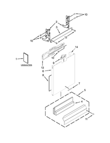 Door Panel Parts Diagram and Parts List for KDFE204EWH1  KitchenAid Dishwasher