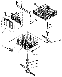 Dishrack Parts Diagram and Parts List for DU8700X4  Whirlpool Dishwasher