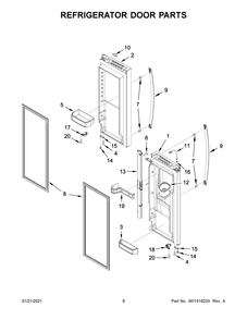 Refrigerator Door Parts Diagram and Parts List for WRX735SDHV03  Whirlpool Refrigerator