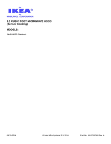 Cover Sheet Diagram and Parts List for IMH205DS0  Whirlpool Microwave