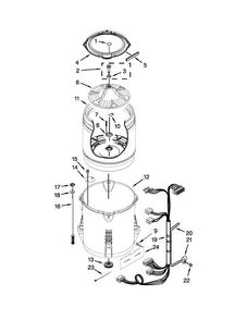 Basket And Tub Parts Diagram and Parts List for 3LWTW5550YW2  Whirlpool Washer