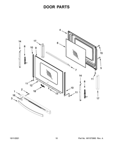 Door Parts Diagram and Parts List for WFG775H0HW2  Whirlpool Range