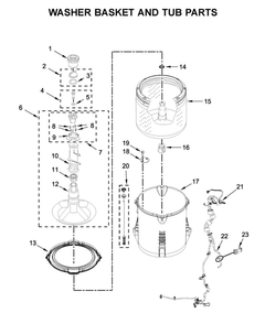 Washer Basket And Tub Parts Diagram and Parts List for 7MWGT4027HW1  Whirlpool Washer Dryer Combo