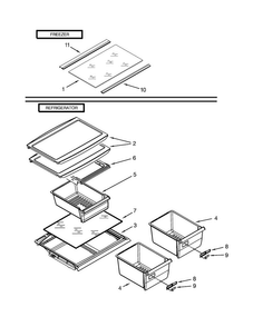 Shelf Parts Diagram and Parts List for W8RXCGFXQ03  Whirlpool Refrigerator