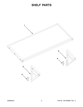 Shelf Parts Diagram and Parts List for GAWA45SFZW00  Whirlpool Cabinet