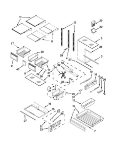 Shelf Parts Diagram and Parts List for WRF990SLAM03  Whirlpool Refrigerator