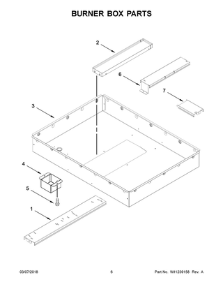 Burner Box Parts Diagram and Parts List for KCED606GBL01  Whirlpool Cooktop