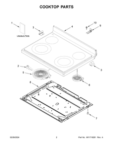 Cooktop Parts Diagram and Parts List for WFES3030RS0  Whirlpool Range