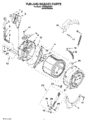 TUB AND BASKET PARTS, OPTIONAL PARTS (NOT INCLUDED) Diagram and Parts List for WFW8500SR01  Whirlpool Washer