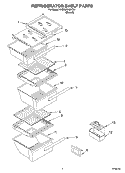 REFRIGERATOR SHELF Diagram and Parts List for 4YED2FHQKT01  Whirlpool Refrigerator