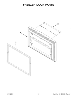 Freezer Door Parts Diagram and Parts List for KRFF302EBS01  Whirlpool Refrigerator