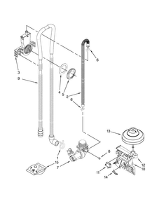 Fill, Drain And Overfill Parts Diagram and Parts List for WDF320PADD0  Whirlpool Dishwasher