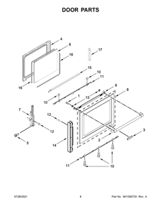Door Parts Diagram and Parts List for KSDB900ESS5  KitchenAid Range