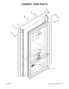 Cabinet Trim Parts Diagram and Parts List for KBFN506ESS00  KitchenAid Refrigerator