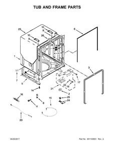 Tub And Frame Parts Diagram and Parts List for 66514529N611  Kenmore Dishwasher