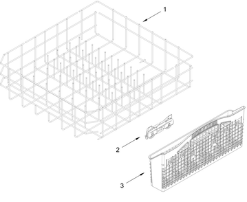 Lower Rack Parts Diagram and Parts List for MDFS3924RZ3  Whirlpool Dishwasher