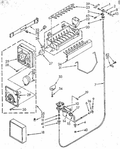 Icemaker Diagram and Parts List for 1068592511 SKR601W0 Kenmore Refrigerator