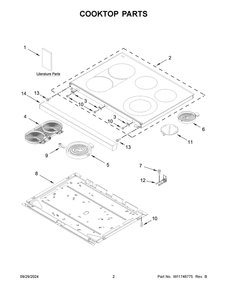 02 - Cooktop Parts Diagram and Parts List for YMFES6030RW0  Whirlpool Range