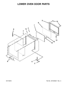 Lower Oven Door Parts Diagram and Parts List for WOD51EC7AW05  Whirlpool Wall Oven