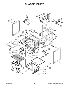 04 - CHASSIS PARTS Diagram and Parts List for YWFE521S0HW0  Whirlpool Range