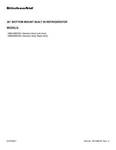 Cover Sheet Diagram and Parts List for KBBL206ESS01  KitchenAid Refrigerator