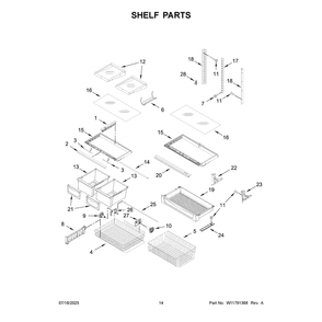 Shelf Parts Diagram and Parts List for KRBL109ESS06  KitchenAid Refrigerator