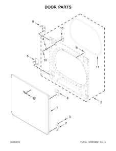 Door Parts Diagram and Parts List for WGD8500DW3  Whirlpool Dryer