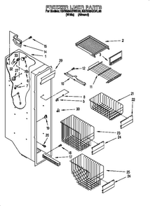Freezer Liner Diagram and Parts List for 885779  KitchenAid Refrigerator