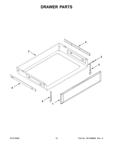 Drawer Parts Diagram and Parts List for YKFEG500EWH4  Whirlpool Range