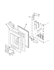 Door Parts Diagram and Parts List for KUWL304CSS00  KitchenAid Cooler