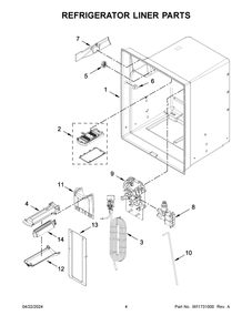 Refrigerator Liner Parts Diagram and Parts List for WRX735SDHB10  Whirlpool Refrigerator