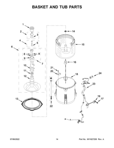 Basket And Tub Parts Diagram and Parts List for WET4027HW2  Whirlpool Washer Dryer Combo