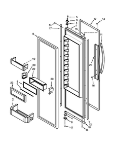 Refrigerator Door Parts Diagram and Parts List for KSSC36QTS08  KitchenAid Refrigerator