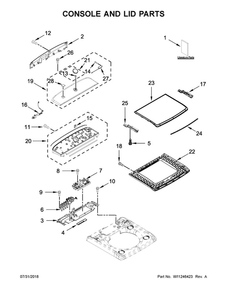 Console And Lid Parts Diagram and Parts List for 11031633612  Kenmore Washer