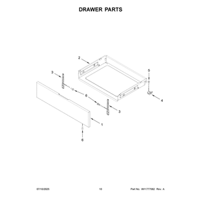 Drawer Parts Diagram and Parts List for WFES3030RS2  Whirlpool Range