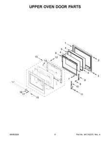 04 - Upper Oven Door Parts Diagram and Parts List for KOED430RSS00  Whirlpool Wall Oven
