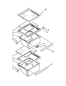 Refrigerator Shelf Parts Diagram and Parts List for 7WRS25FDBF00  Whirlpool Refrigerator