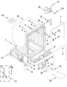 Tub And Frame Parts Diagram and Parts List for KDPS624SPS0  Whirlpool Dishwasher