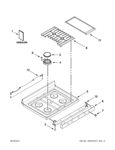 Cooktop Parts Diagram and Parts List for KGRS306BSS1  KitchenAid Range