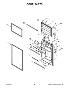 Door Parts Diagram and Parts List for WRT108FFDM00  Whirlpool Refrigerator