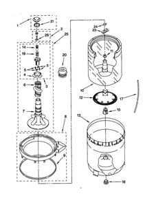 Agitator, Basket, And Tub Diagram and Parts List for 11021892000  Kenmore Washer