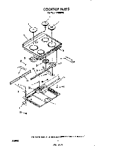 Cooktop Diagram and Parts List for F9808*0  Roper Range