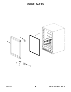 Door Parts Diagram and Parts List for KUBL214KPA00  Whirlpool Wine and Beverage Cooler