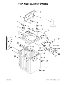 Top And Cabinet Parts Diagram and Parts List for WTW5100HC1  Whirlpool Washer