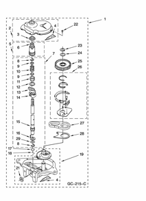Gearcase Parts Diagram and Parts List for 11098752795  Kenmore Washer Dryer Combo
