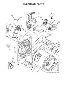 Bulkhead Parts Diagram and Parts List for WED49STBW0  Whirlpool Dryer