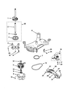 Brake, Motor And Pump Diagram and Parts List for 11021082001  Kenmore Washer