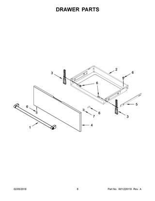 Drawer Parts Diagram and Parts List for KSEG700ESS3  Whirlpool Range