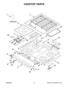 02 - Cooktop Parts Diagram and Parts List for WFGS7530RB0  Whirlpool Range