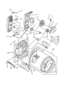 Bulkhead Parts Diagram and Parts List for 7MWGD2150EN0  Whirlpool Dryer